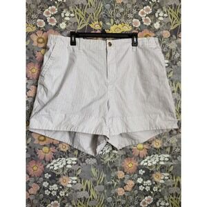 NAVY Everyday Women's Shorts Size 2X White Blue Pinstripe Elastic Waist Casual